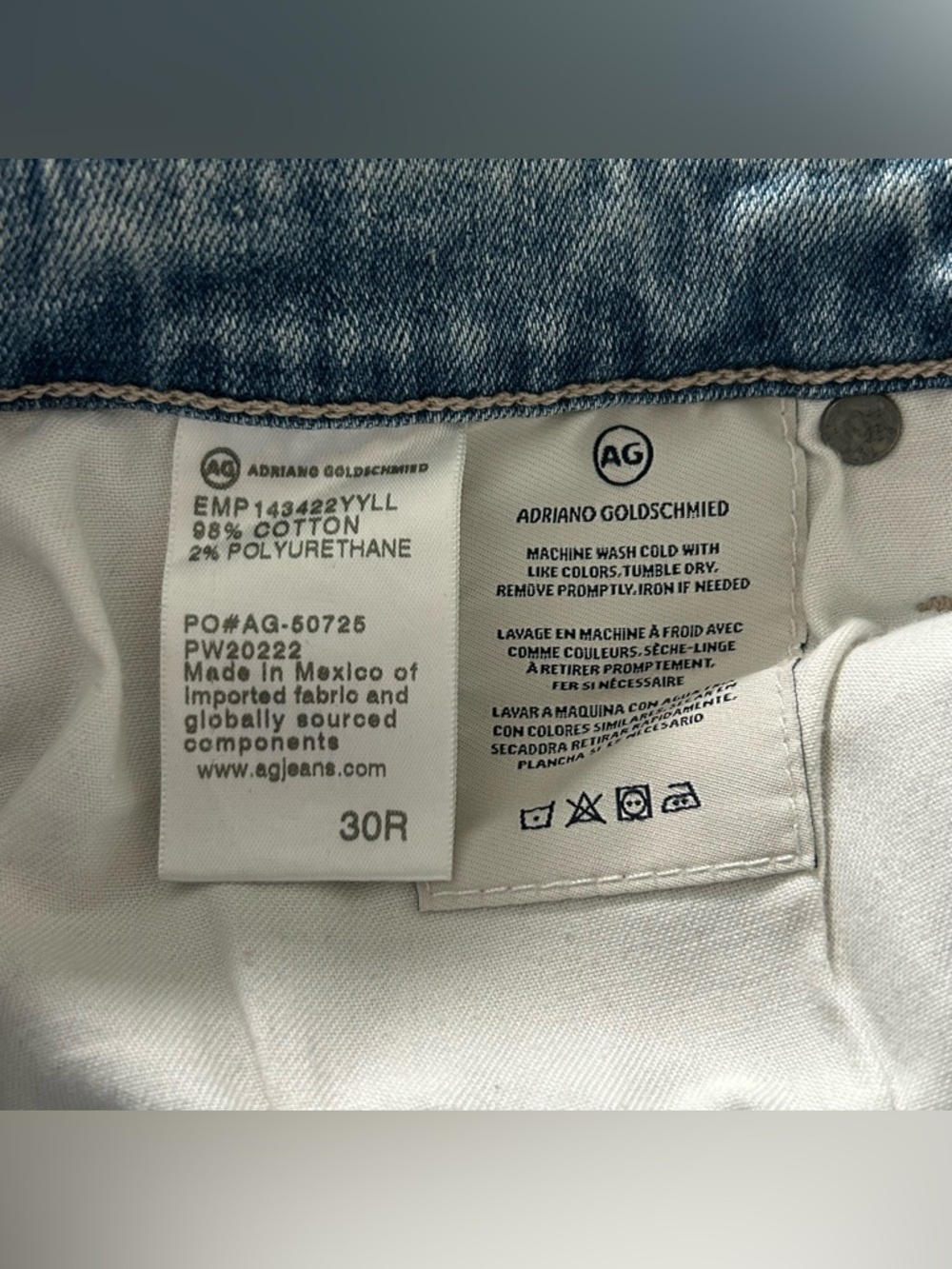 AG Adriano Goldschmied Prima Cigarette Leg Skinny Blue Jeans Womens 30 Mid Rise - Picture 9 of 12